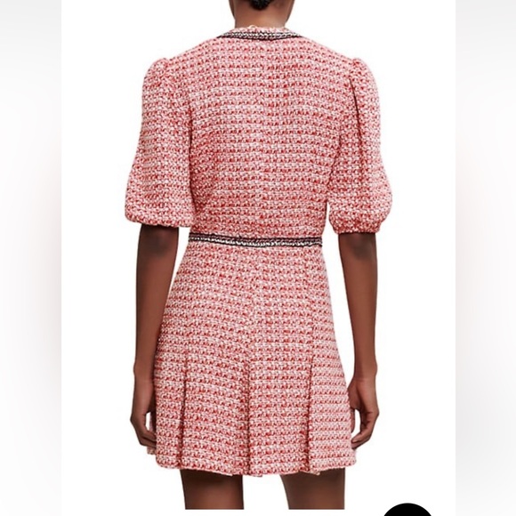 Maje Renetia Pink Tweed Puff-Sleeve Minidress NWT - Picture 3 of 8